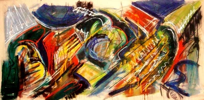 Obra abstrata de Kika Magalhães reproduzida no perfil crítico O poder do gesto